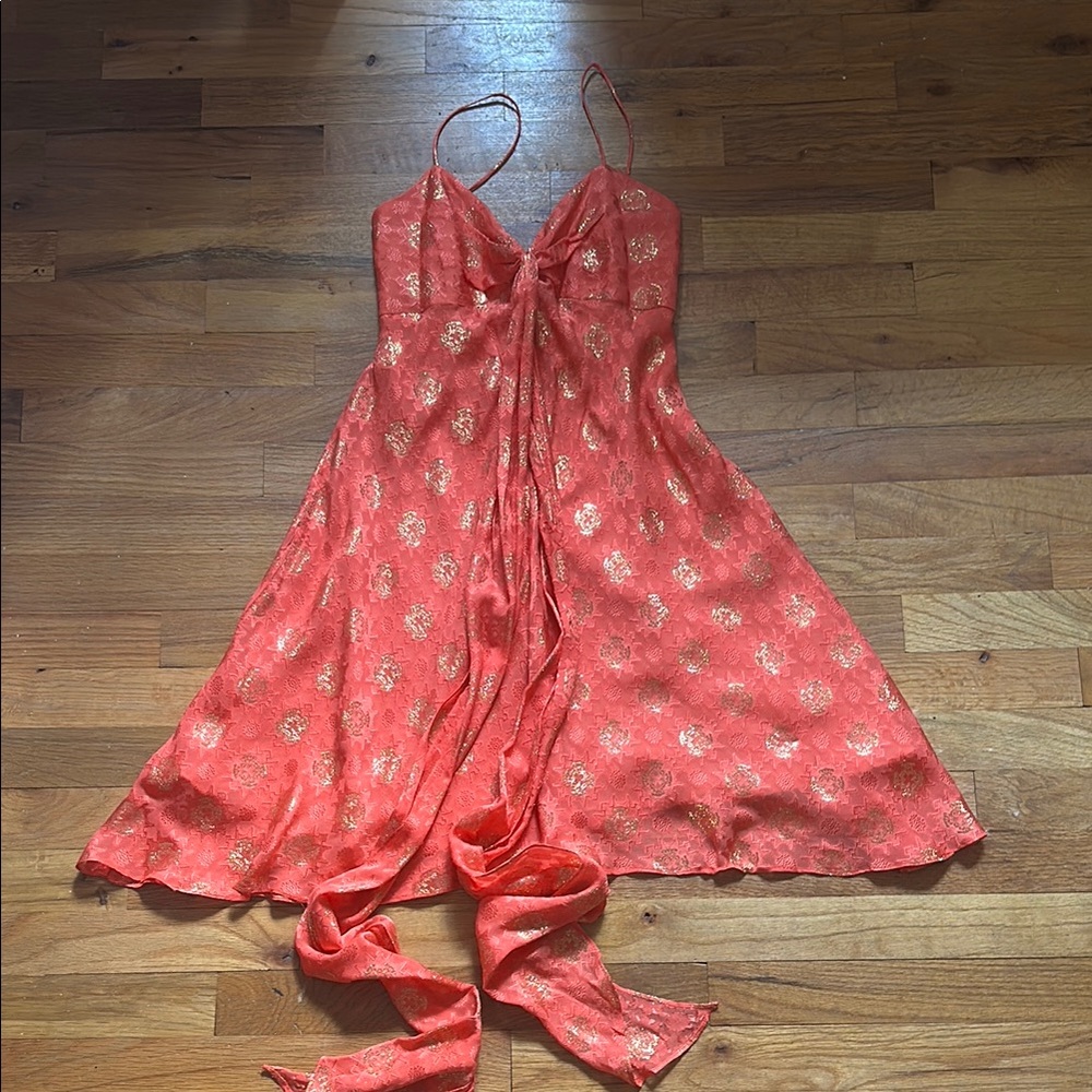 Milly Coral and Gold Mini Dress